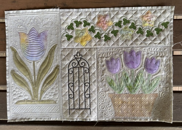 garden song sal, quilt pattern, applique floral blocks