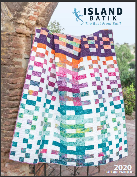 Island Batik 2020 Fall and Winter Catalog cover featuring woven gradient batik quilt