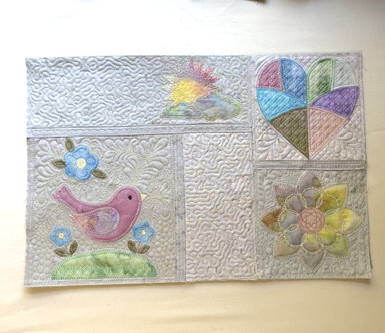 Garden Song quilt Section 2 with bird and floral appliqué blocks