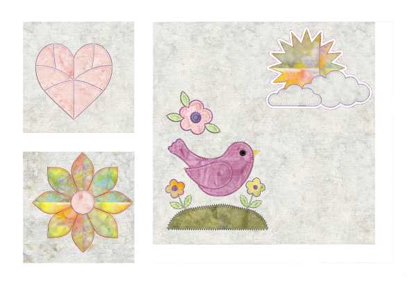 Garden Song quilt Section 2 with bird and floral appliqué blocks