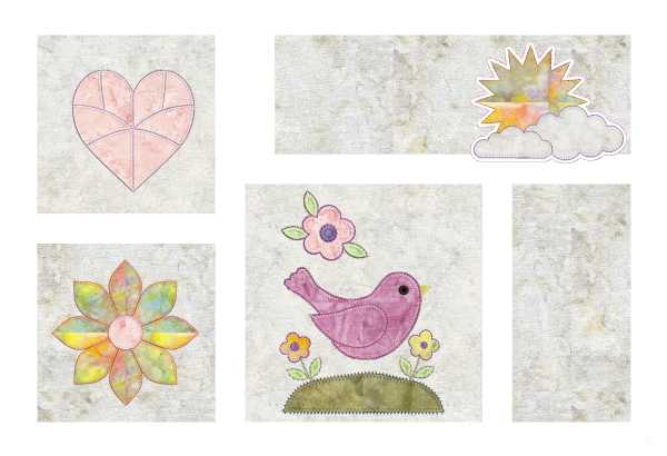 Garden Song quilt Section 2 with bird and floral appliqué blocks